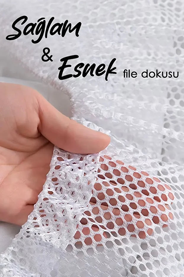 İpli Çamaşır Yıkama Filesi – 40x60 cm, Beyaz